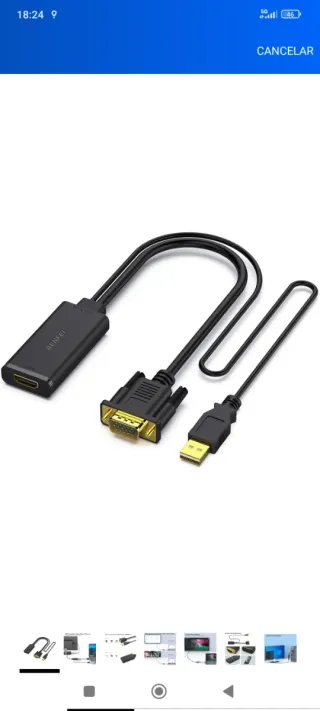 Adaptador GENFEI VGA a HDMI con USB