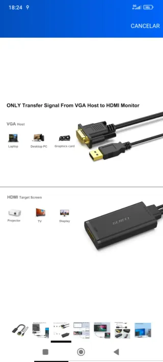Adaptador GENFEI VGA a HDMI con USB