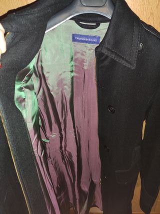 Cappotto Trussardi tg 46 ita o XL lana nero lungo