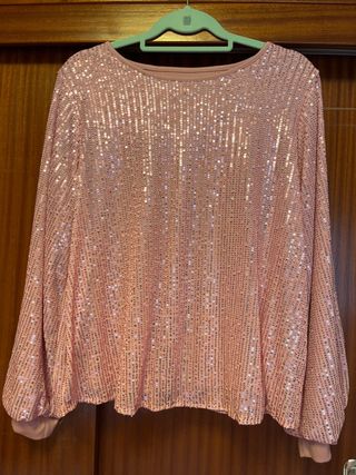 Camisa rosa lentejuelas talla 44