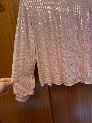 Camisa rosa lentejuelas talla 44