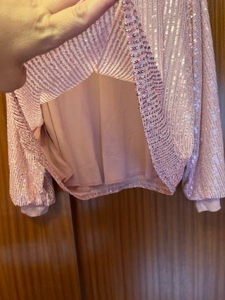 Camisa rosa lentejuelas talla 44