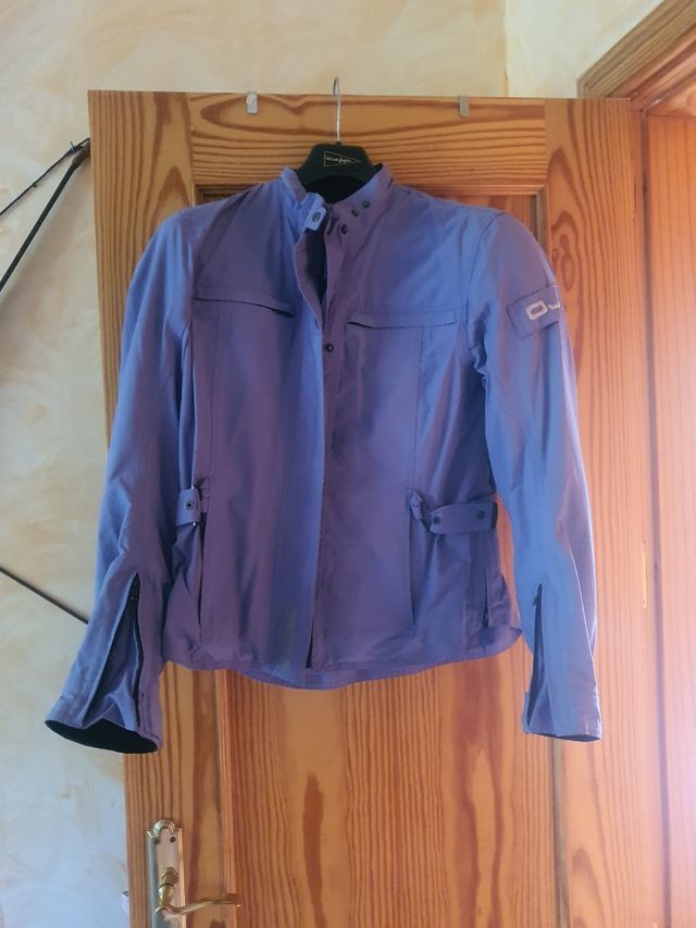 Cazadora motera mujer azul