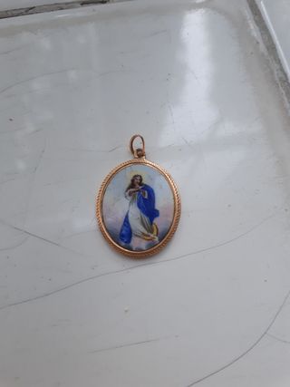 Medalla joya Virgen Milagrosa Vintage Oro 18k