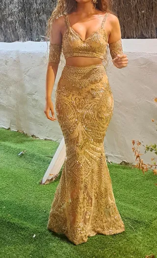 Vestido fiesta dorado T. 34/36