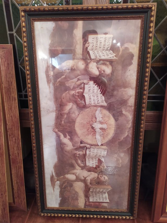 Cuadro de Ángeles con Marco Dorado