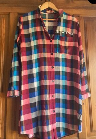 Camisa cuadros larga New York Talla L