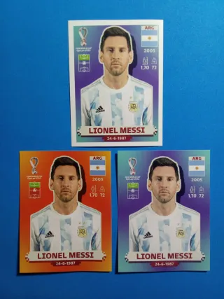 Lote 3 versiones Sticker Messi Mundial Qatar 2022 