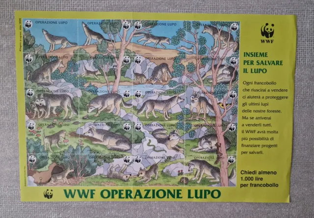 Foglietto francobolli WWF Operazione Lupo
