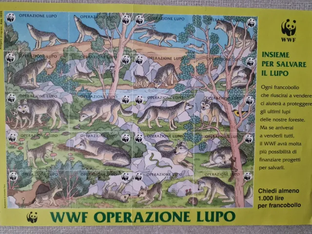 Foglietto francobolli WWF Operazione Lupo