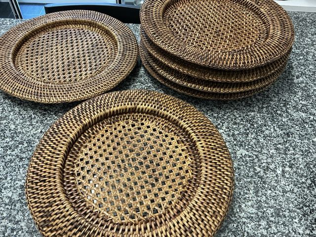 Bajoplatos de ratán tejido, 6 unid.