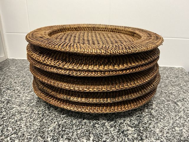 Bajoplatos de ratán tejido, 6 unid.
