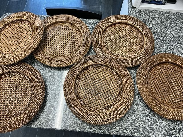 Bajoplatos de ratán tejido, 6 unid.