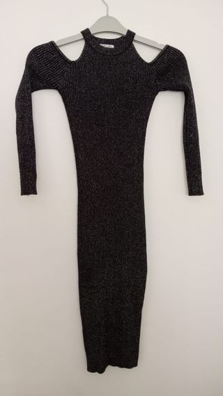 Vestido fiesta negro brillante elástico