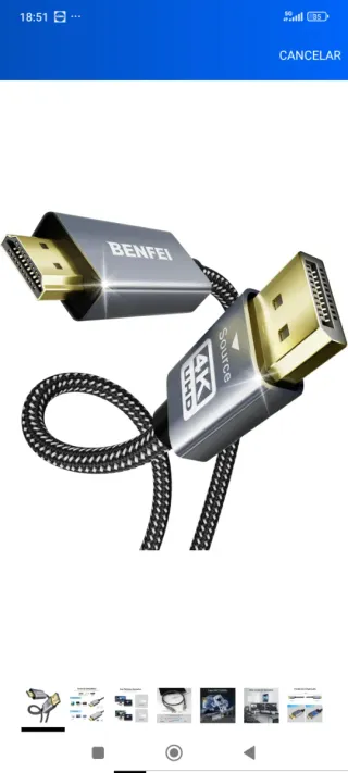 Cable BENFEI DisplayPort a HDMI 4K UHD