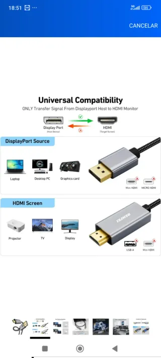 Cable BENFEI DisplayPort a HDMI 4K UHD