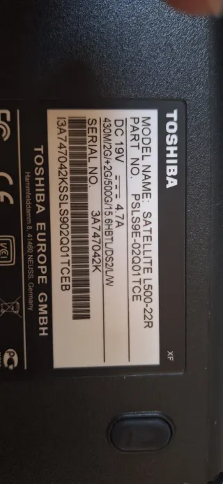 Portátil Toshiba Satellite L500-22R