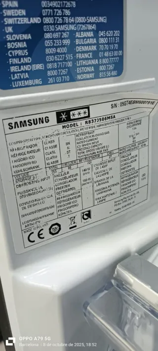 NEVERA COMBI SAMSUNG NO FROST ENERGÍA A+