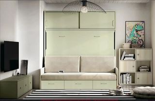CAMA ABATIBLE CON SOFÁ Y CAJONES 135×190 SONRIE