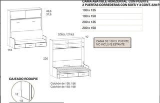 CAMA ABATIBLE CON SOFÁ Y CAJONES 135×190 SONRIE