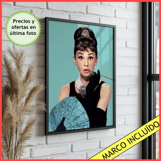 Cuadro Azul Audrey Hepburn Glamour - Poster Audrey