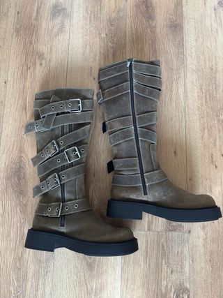 Botas Zara Piel Hebillas Talla 41