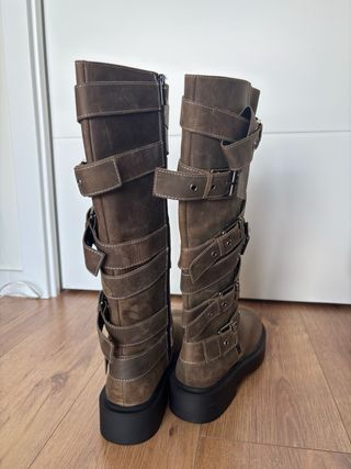 Botas Zara Piel Hebillas Talla 41