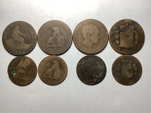 Conjunto 8 monedas Españolas antiguas diferentes E