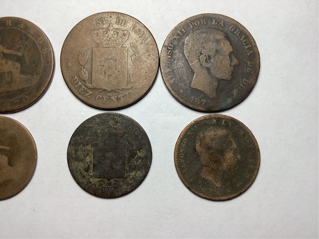 Conjunto 8 monedas Españolas antiguas diferentes E