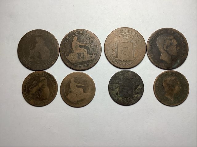 Conjunto 8 monedas Españolas antiguas diferentes E
