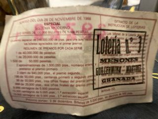Décimo Lotería Nacional 26 Nov 1988