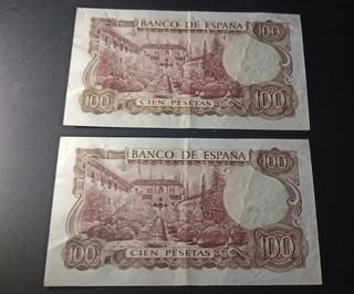 2 Billetes 100 Pesetas 1970 serie 7W