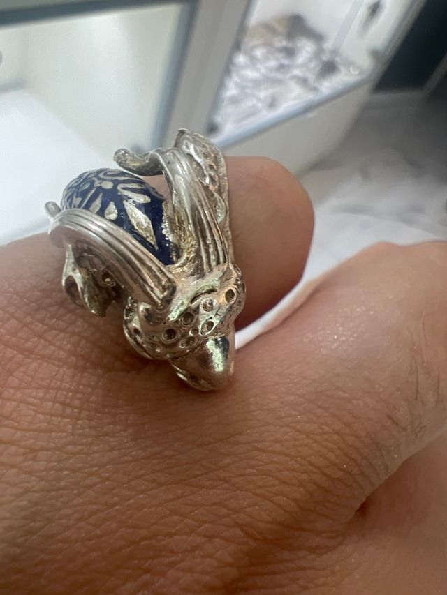 Anillo Plata Diseño Azul