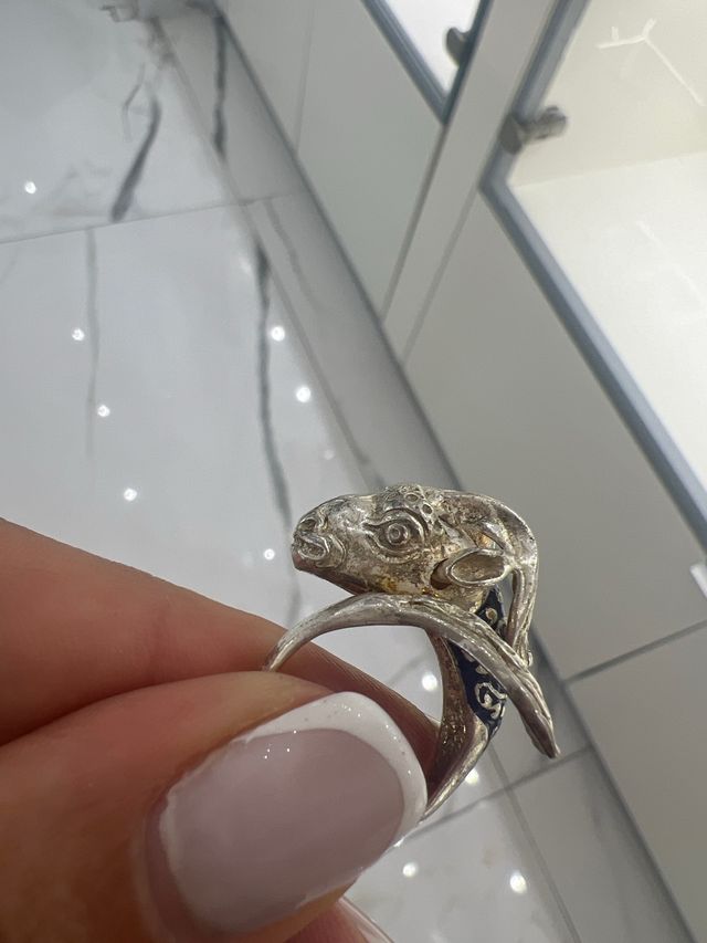 Anillo Plata Diseño Azul