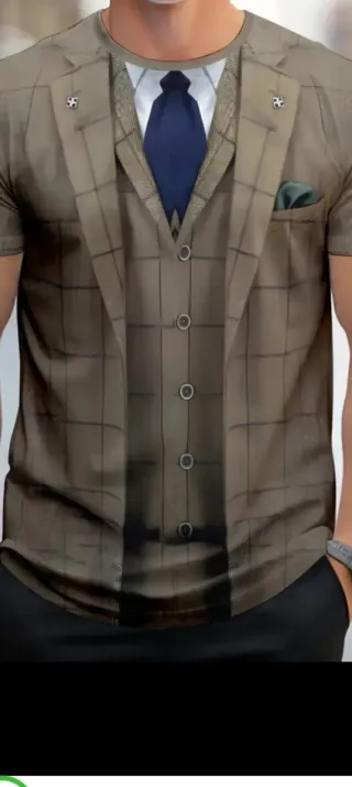 Camiseta Estampada Traje Hombre Manga Corta