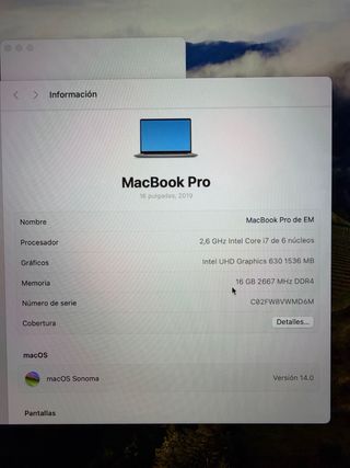 MacBook Pro 16” 2019 i7 16GB RAM 500GB SSD