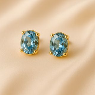 Pendientes de Aquamarina, Plata bañada