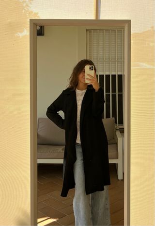 Gabardina Zara ante negra