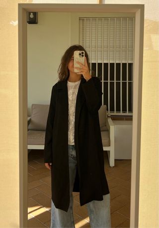 Gabardina Zara ante negra