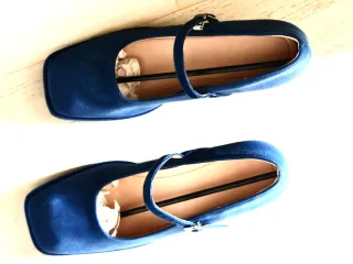 Zapatos Mary Jane Azul Puntera Cuadrada