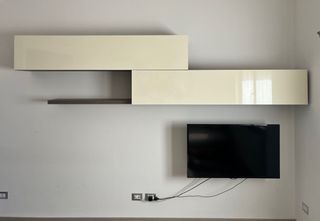 Mobile soggiorno moderno avorio/rovere scuro