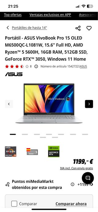 ASUS Vivobook Pro 15 OLED Plata
