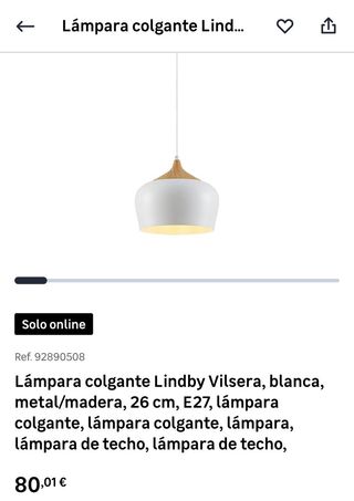 Lámpara colgante beige con detalle madera