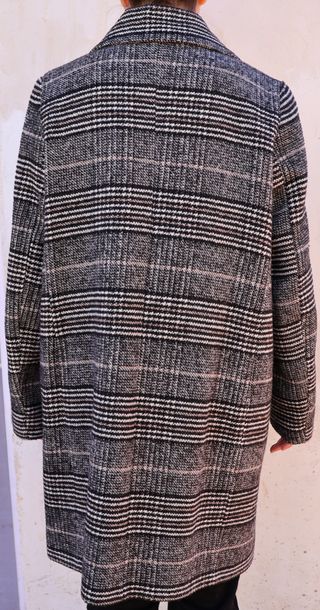 Abrigo cuadros lana gris talla 44