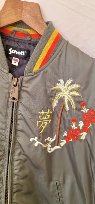 Bomber Schott NYC Ricamato Verde