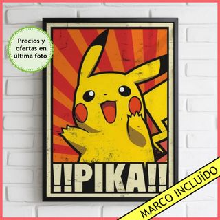 Poster Pikachu enmarcado Cuadro Pokemon Ash NUEVO