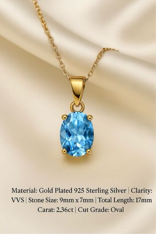 Collar de aquamarina en plata de ley