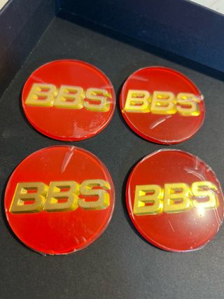 Tapas de buje BBS 60mm rojo y dorado 
