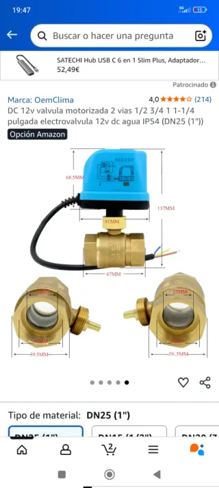 Válvula motorizada 12V DC DN25 (1)