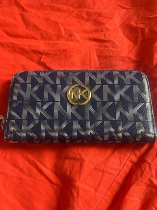 Cartera MK Azul y Dorada